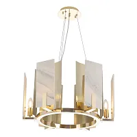 Люстра подвесная DELUXE SP6 Crystal Lux белая на 6 ламп, основание золотое в стиле современный 